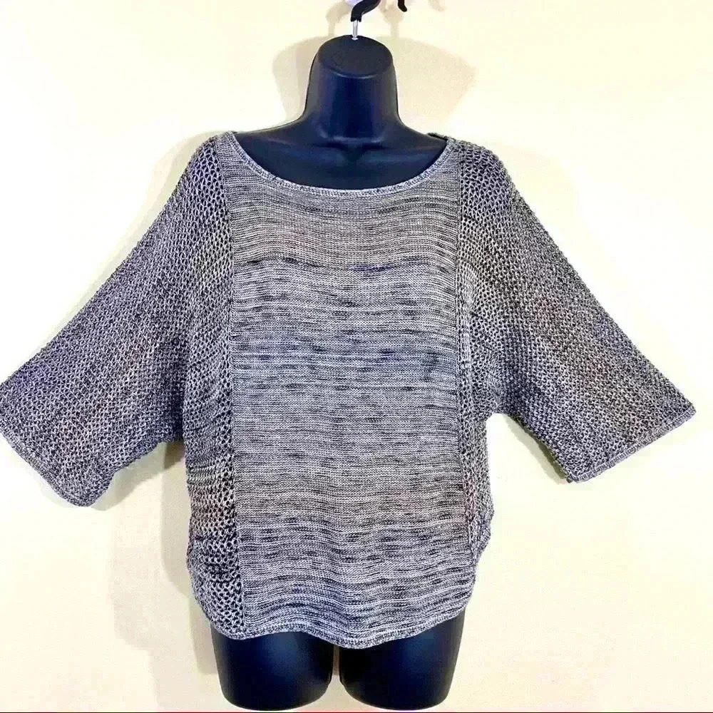 212 New York Gray Half Sleeve Pullover Sweater